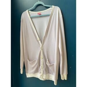 American Apparel Cali Sun Fun Sparkly Velvet Long Cardigan Sweater Pockets M/L